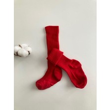 Kırmızı Fitilli Diz Altı Çorap