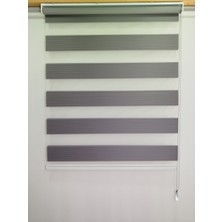 Geniş Pileli Gri Zebra Perde - Ev Ofis Perdesi