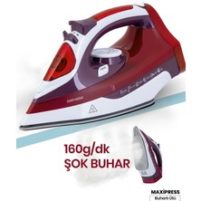 Kırmızı 2200W Seramik Tabanlı 160G Buharlı Ütü, Rahat ve Etkili Kullanım
