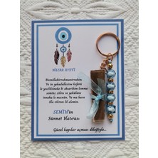 100 Adet Kişiye Özel Nazar Ayeti Sünnet Hatırası Dağıtmalık Hediyelik Mavi Renk Anahtarlık ve Kına