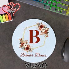 Kişiye Özel Isimli ve Harfli Yuvarlak Mouse Pad 19.5 Cm, Kaymaz Taban - Baskılı Mousepad