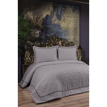 Daye Dolgulu Şönil Çift Kişilik Yatak Örtüsü Gri