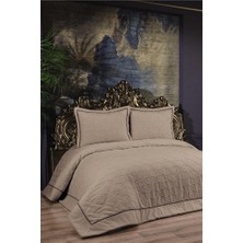 Daye Dolgulu Şönil Çift Kişilik Yatak Örtüsü Cappucino