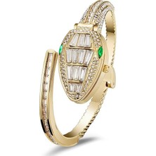 Blgari Yılan Kelepçe Kadın Kol Saati, Kapaklı,taş Işlemeli Kadın Saat