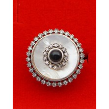 Siyah İnci Oltutaşı 925 Ayar Kadın Gümüş Oltu Taşı Yüzük SY00036