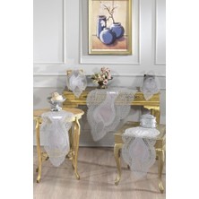 Fransız Güpürlü Kadife Yağmur Salon Takımı 5 Parça Gri