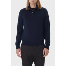 Calvin Klein Yünlü Regular Fit Yarım Fermuarlı Dik Yaka Kazak LV04LD318GCEF Erkek Kazak LV04LD318G Cef