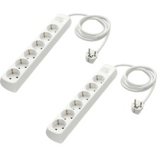 Uzatma Kablosu, Beyaz, 2 Adet, 6'lı