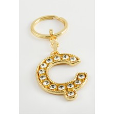 Zengezur Sarı Renkli Taşlı Harf Anahtarlık-Ç