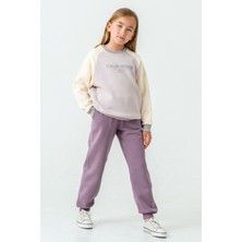 Kız Çocuk Calm Mood Baskılı 3 Iplik Kalın Kışlık Eşofman Takımı AK4209