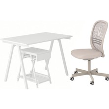 Masa, Sandalye ve Dolap Kombinasyonu, Beyaz-Bej