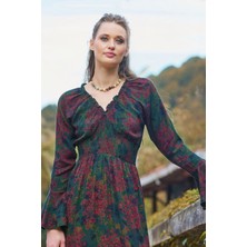 Yakası Lastikli Ispanyol Kol Kışlık Elbise