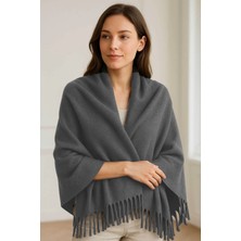 Softiva Polar Omuz Şalı 70X180 cm Unisex Kışlık Şal Antrasit Gri