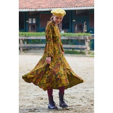 Desenli Uzun Kollu Asimetrik Kesim Kışlık Kadın Elbise