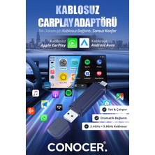 Kablosuz Araç Adaptörü 2in1 Carplay & Android Auto Hızlı Bluetooth Wifi 2025 Yeni Model A+ Kalite