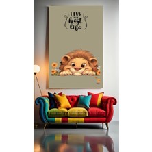 Özkacar Group Çocuk Odası Kreş Çiçekler ve Aslan Ev Duvar Salon Güzellik Salonu Ofis Dükkan Dekarasyon Kanvas Tablo