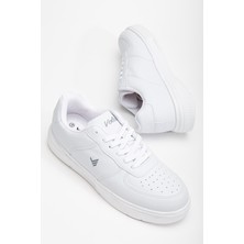 Unisex Spor Ayakkabı Beyaz Yüksek Taban Hafif Suni Deri