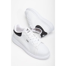 Unisex Spor Ayakkabı Beyaz Yüksek Taban Hafif Suni Deri