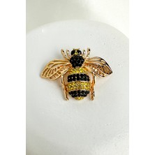 Altın Rengi Taş Detaylı Arı Broş (5cm)
