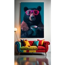 Özkacar Group Tatlı Kahve Içen Siyah Boz Ayı :) Ev Duvar Salon Güzellik Salonu Ofis Dükkan Dekarasyon Kanvas Tablo