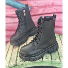 Surpie Shoes Çocuk Bot Suni Deri Malzeme ile Rahat Kullanım Düz Topuklu Tasarım