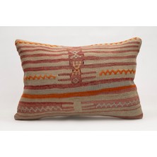 El Yapımı Kilimden Yapılmış Vintage Kırlent Kılıfı, Yün, 40X60 cm