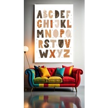 Çocuk Odası Kreş Alfabe V2 Ev Duvar Salon Güzellik Salonu Ofis Dükkan Dekarasyon Kanvas Tablo