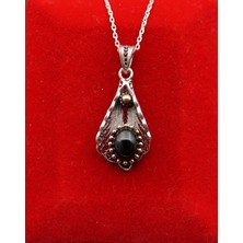 Siyah İnci Oltutaşı 925 Ayar Kadın Oltu Taşı Kadın Kolye SK00076