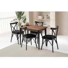 Mobilgen Barok Ceviz 4 Adet Çapraz Sandalye 100+25*60 Silva Açılabilir Masa Takımı