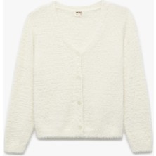 V Yaka Düğmeli Uzun Kollu Basic Hırka