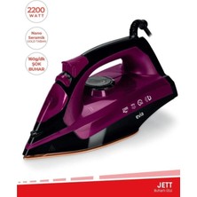 2200W Seramik Tabanlı Buharlı Ütü, Siyah-Mor, Güçlü ve Hafif Tasarım