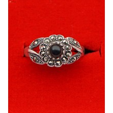 Siyah İnci Oltutaşı 925 Ayar Kadın Gümüş Oltu Taşı Yüzük SY00033