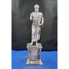 Aristotales Ünlü Filozof Heykeli - 35 cm Aristo Dekoratif Biblo, Ev & Ofis Hediyelik Aksesuar Gümüş