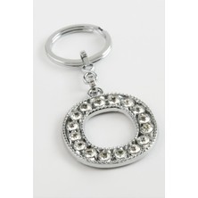 Zengezur Gümüş Renkli Taşlı Harf Anahtarlık-O