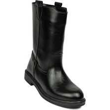 Babalı 2025 Moda Arena Siyah Cilt Kadın Çizme