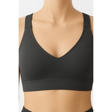 Kadın V Yaka Modal Dikişsiz Ayarlanabilir Askılı Lazer Kesim Bralet Sporcu Sütyeni