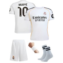 Real Madri'd Mbappe 2026 Yeni Sezon Futbol Çocuk Forması 4'lüset Çorap +Bileklik Hediyeli