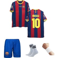 Barcelon'a Messi 2011 London Retro Futbol Çocuk Forması 4'lü Set Çorap+Bileklik Hediyeli
