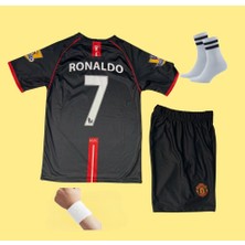 2008 Sezon Retro Ronaldo Siyah Futbol Çocuk Forması 4'lü Set