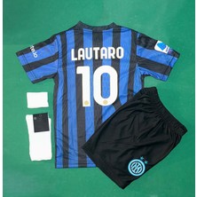 Lautaro Martinez Inter 2025/2026 Sezon Futbol Çocuk Forması 4'lü Set Çorap+ Bileklik Hediyeli