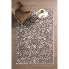 Frezia Floral Bambu Polyester Oturma Odası Salon Mutfak Halısı Eskitme Çiçekli Vintage Halı