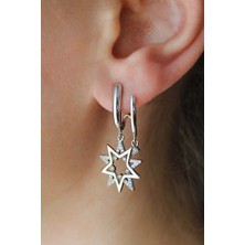 Nenya Vip Çelik Zirkon Taş Işleme Ikili Görünümlü Çift Yıldız Küpe