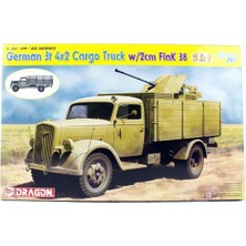 Dragon 6828 1/35 Ölçek, German 3t 4x2 Truck W/2cm Flak 38 (2 In 1), Uçaksavarlı Askeri Kamyon Plastik Model Kiti