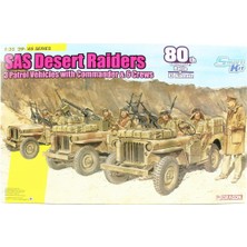 Dragon 6931 1/35 Ölçek, Cip (3 Adet), Sas Çöl Komandoları (3 Adet) ve Komutanları Plastik Model Kit Seti