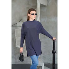 Tesettür Extra Uzun Tunik -Füme