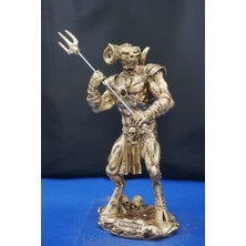 Minotaur Heykeli Mitolojik Biblo - 25 cm Yarı Insan Yarı Boğa Dekoratif Ev Ofis Hediyelik Altın