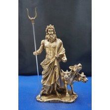 Hades Heykel Biblo Tasarım – 25 cm Mitolojik Obje Hediyelik Eşya Ev Dekor Altın