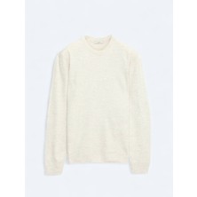 Bej Bisiklet Yaka Düz Örgü Triko Kazak