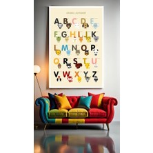 Özkacar Group Çocuk Odası Kreş Alfabe V5 Ev Duvar Salon Güzellik Salonu Ofis Dükkan Dekarasyon Kanvas Tablo