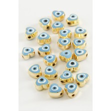 Zengezur Kalp Mineli Bileklik ve Kolye Ucu Aparatı 1 Adet-Açık Mavi